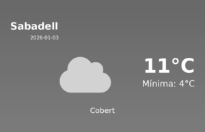 El temps avui 3 de Gener de 2026 a Sabadell segons l’AEMET