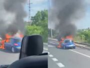 VÍDEO | Espectacular incendi d’un vehicle a la C-58: llargues cues a l’entrada de Sabadell